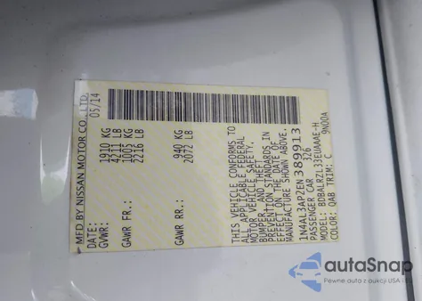 2014 Nissan Altima 2.5 S from USA, damaged, VIN 1N4AL3AP2EN389913